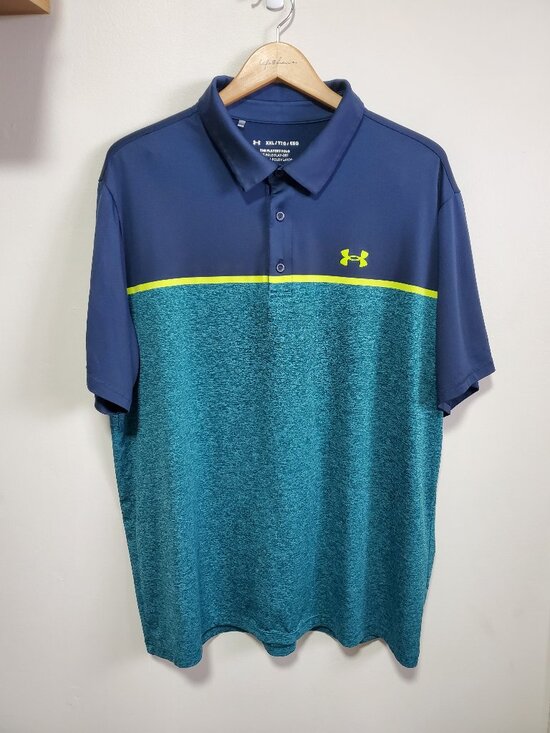 UNDER ARMOUR Playoff Golf Polo 2.0 SS Shirt Athletic Heathered Teal Men's XXL - Picture 2 of 11
